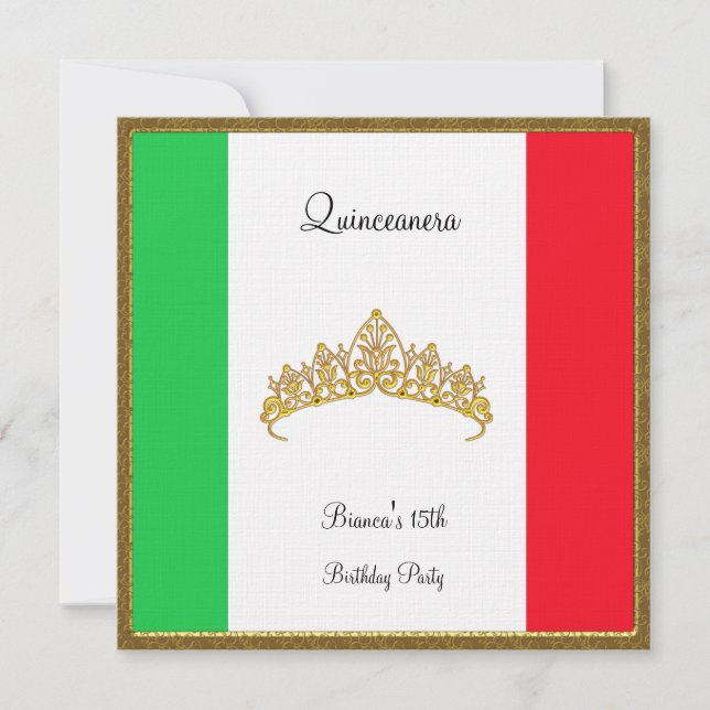 Quinceanera Invitation Mexique Drapeau (Devant)