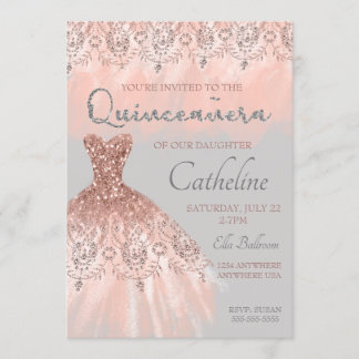 Quinceanera Invitation or rose, 15e anniversaire