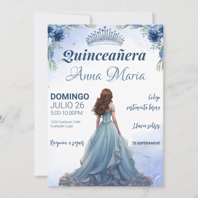 Quinceañera Invitation pour mis quince años (Devant)