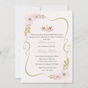 Quinceañera invitation princess blush pink 