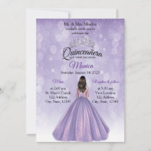 Quinceañera invitation Purple et Silver