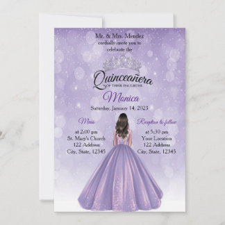Quinceañera invitation Purple et Silver