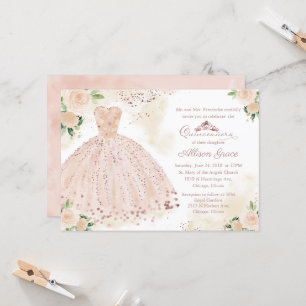 Quinceanera Invitation Rose Gold Rose Blush Gown