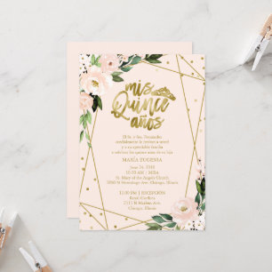 Quinceanera Invitation Spanish Blush Gold Foil