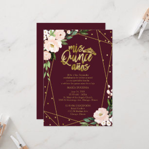 Quinceanera Invitation Spanish Blush Gold Foil