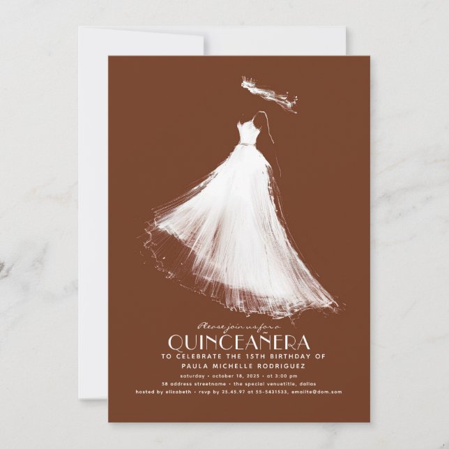 Quinceañera Invitation Terracotta Modern Ethereal (Front)