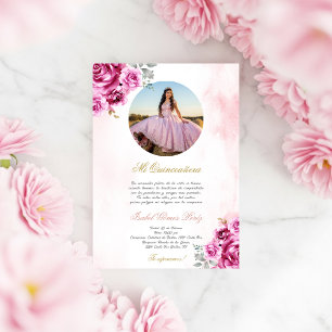 Quinceanera invitation with picture in Spanish