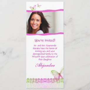 Quinceanera Invitations Butterfly Lace PG2