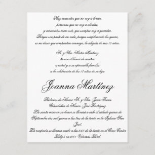 Quinceanera Invitations en espagnol 4.25 x 5.5