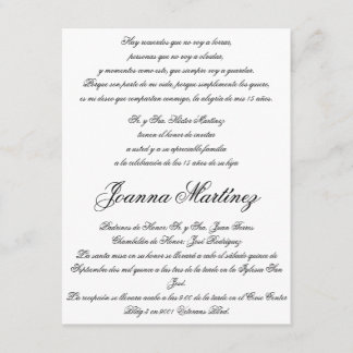 Quinceanera Invitations en espagnol 4.25 x 5.5