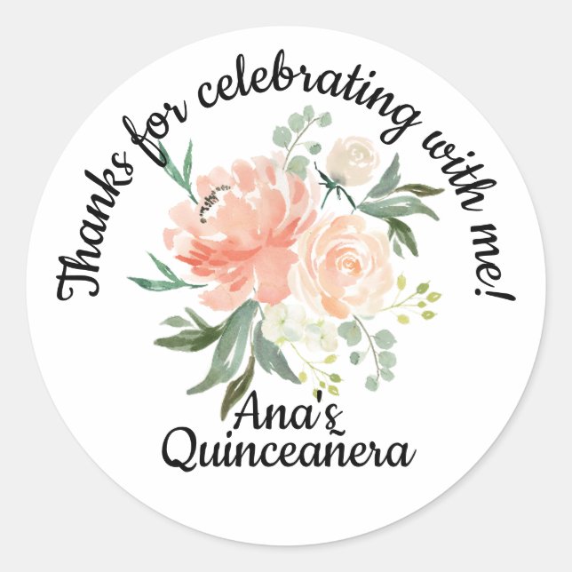 Quinceañera labels for 15th birthday celebration! (Front)