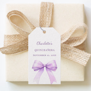 Quinceanera lavender bow DIY write by hand Gift Tags