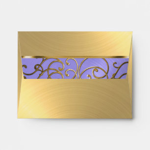 Quinceanera Lavender Purple and Gold Filigree Envelope