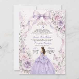 Quinceañera Lilac Dress 15 Años Princess Tiara Invitation