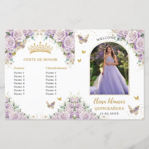 Quinceañera Lilac Floral Butterflies Programme Pho