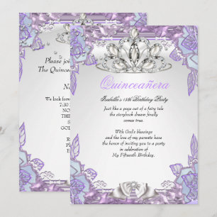 Quinceanera Lilac Pink 15th Birthday Party 2 Invitation