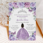 Quinceañera Lilac Purple Flowers Brown Princess Invitation<br><div class="desc">Personalize this lovely quinceañera invitation with own wording easily and quickly,  simply press the customize it button to further re-arrange and format the style and placement of the text.  Matching items available in store!  (c) The Happy Cat Studio</div>