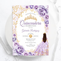 Quinceanera Lilac Purple Gold Floral