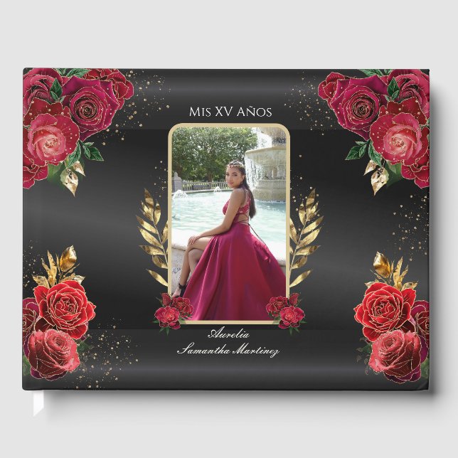 Quinceañera livre d'hôtes Roses rouges Arrière - p (Recto)