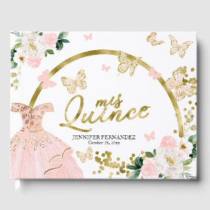 Quinceanera Livre d'invité Robe à papillon bleu