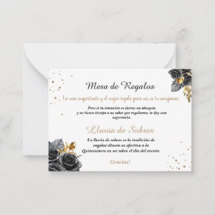 Quinceañera Lluvia de Sobres Black Roses Card