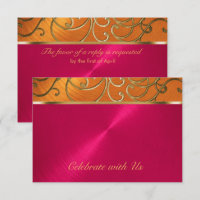 Quinceanera Magenta Pink Orange Gold Filigree