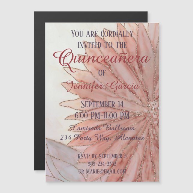 Quinceanera Magnetic 15th Birthday Party Magnetic Invitation (Front/Back)