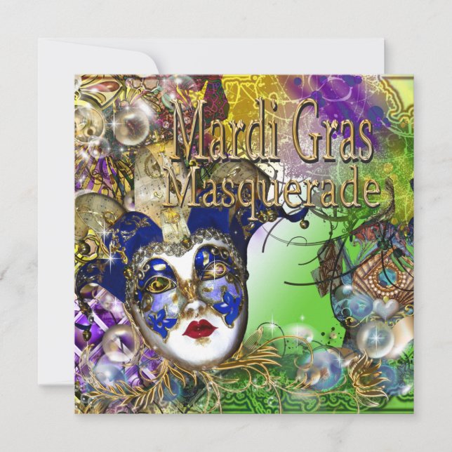 Quinceanera masquerade mask PERSONALIZE Invitation (Front)