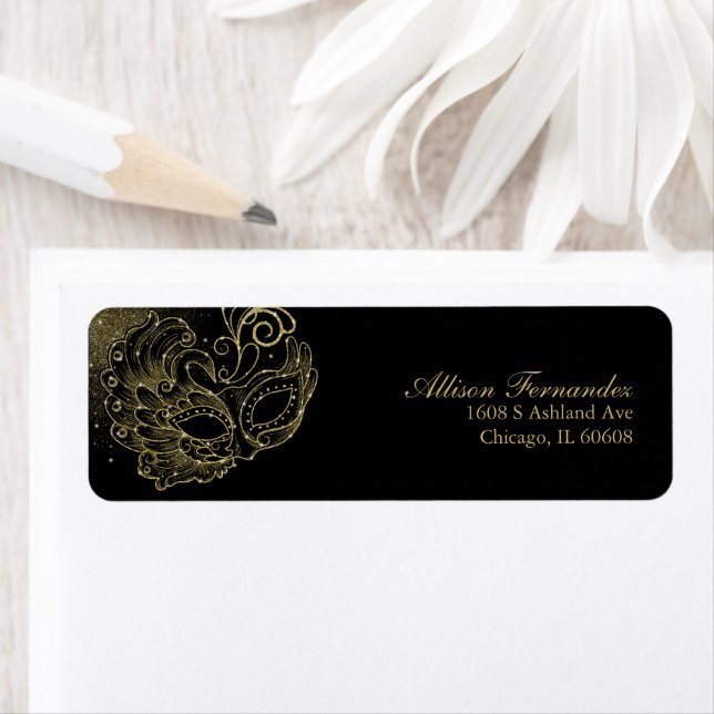 Quinceanera Masquerade Parties scintillant or noir (En situation)