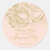 Quinceanera Masquerade Party Gold Pink
