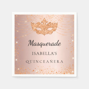 Quinceanera Masquerade rose gold mask Napkin