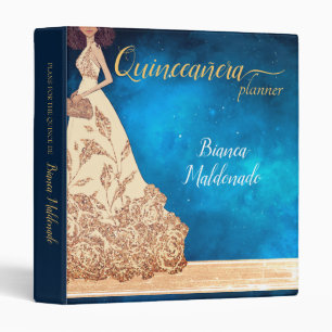 Quinceañera Midnight Stars and Rosegold Planner Binder