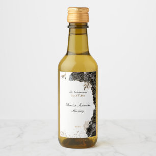 Quinceañera Mini bouteille de vin Étiquette noir e