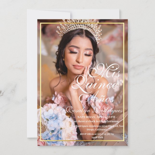 Quinceanera minimal Élégant Photo Invitation (Devant)