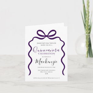  Quinceanera Modern Ribbon Frame Invitation