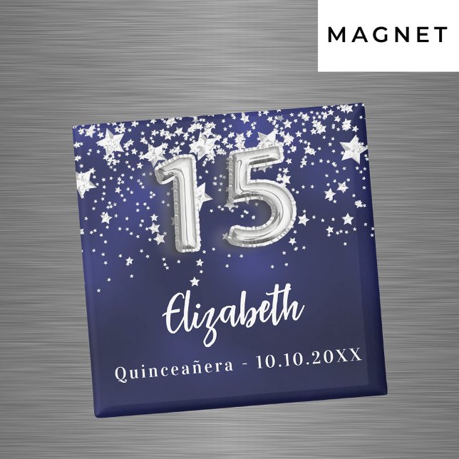 Quinceanera navy blue silver stars magnet (Creator Uploaded)