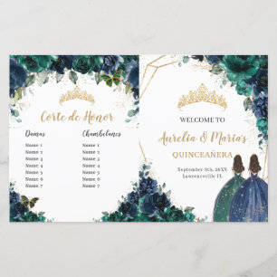 Quinceañera Navy Emerald Floral Budget Program