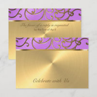 Quinceanera Orchid Purple and Gold Filigree Swirls