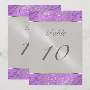 Quinceanera Orchid Purple Silver Filigree Swirls Invitation