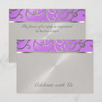 Quinceanera Orchid Purple Silver Filigree Swirls