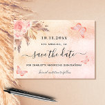 Quinceanera pampas blush butterfly save the date<br><div class="desc">A girly and trendy Save the Date for a Quinceañera, 15th birthday party. A blush pink, rose gold gradient background decorated with blush pink florals, pampas grass and butterflies. Personalize and add a date and name/age. The text: Save the Date is written with a large trendy hand lettered style script....</div>