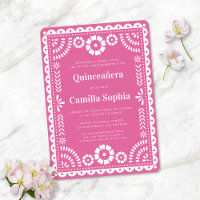 Quinceañera Papel Picado Elegant Bright Pink