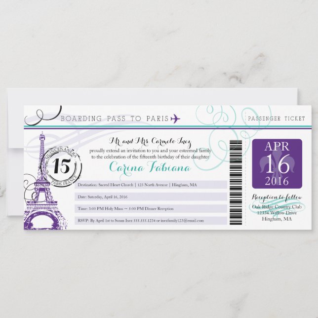 Quinceanera | Paris Invitation (Front)