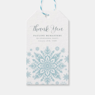 Quinceanera Party Blue Snowflake Thank You Favour Gift Tags
