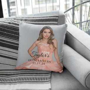 Quinceanera Party Photo Throw Pillow