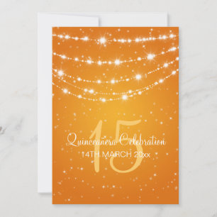 Quinceañera Party Sparkling Chain Orange Invitation