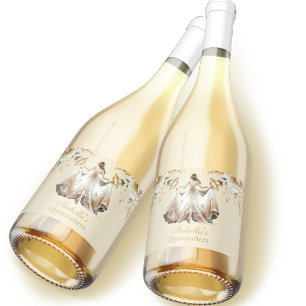 Quinceañera Personalized Luxury Ivory Gold Sparkling Wine Label