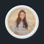 Quinceañera Photo and Modern Trendy White Script Paper Plate<br><div class="desc">Add an elegant touch to quinceañera party decorations with custom photo round paper plates. The picture and all wording on this template are simple to personalize. (IMAGE PLACEMENT TIP: An easy way to position a photo exactly how you want is to crop it before uploading to the Zazzle website.) The...</div>