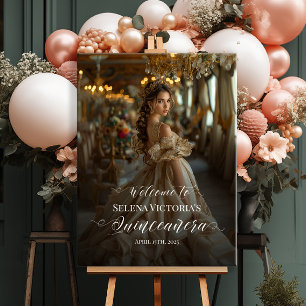 Quinceanera photo welcome sign elegant calligraphy