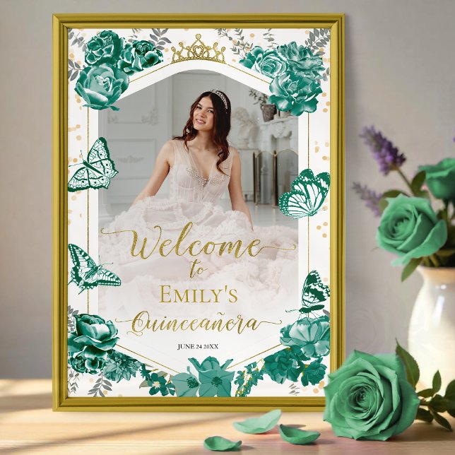 Quinceanera Photo Welcome Sign Emerald Green (Creator Uploaded)